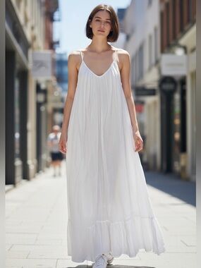 GAP White Maxi Sundress with Spaghetti Straps Sz large